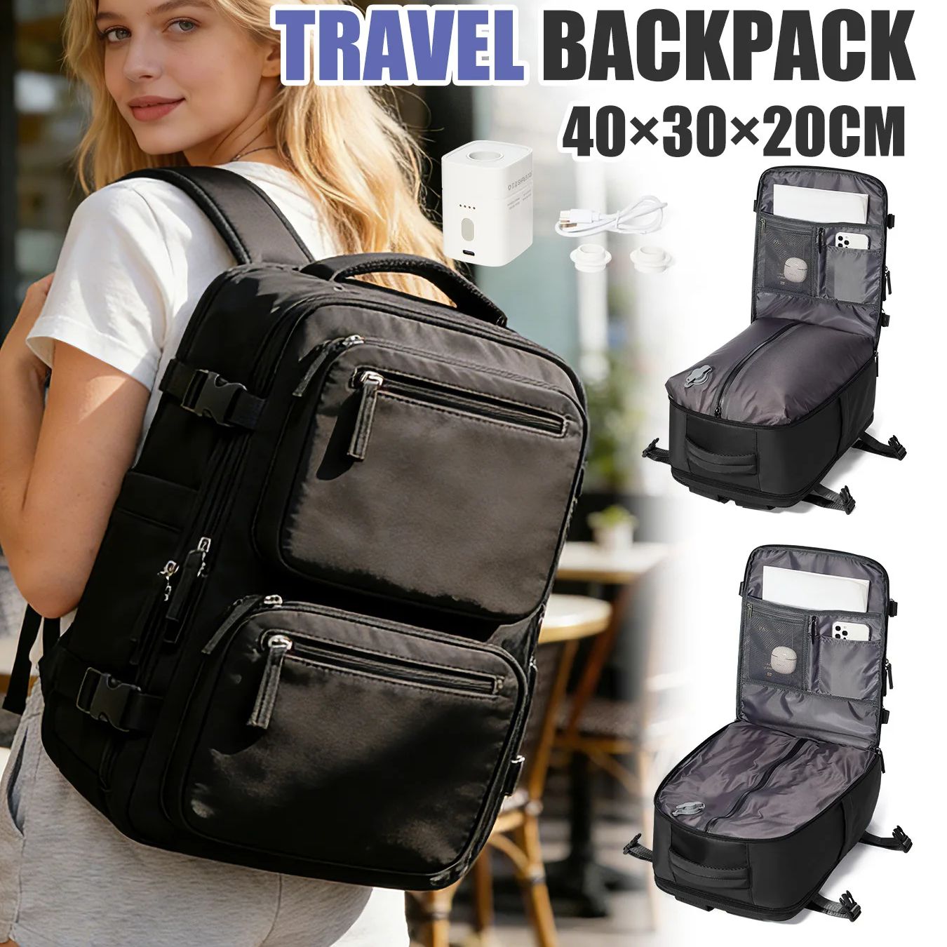 Laptop Bag - Women Backpack Vacuum Backpack with Pump