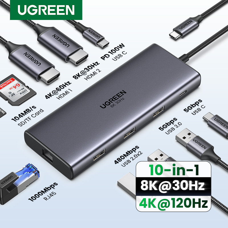 UGREEN Dual HDMI USB-C HUB 8K  - Usb C Hub recension och pris