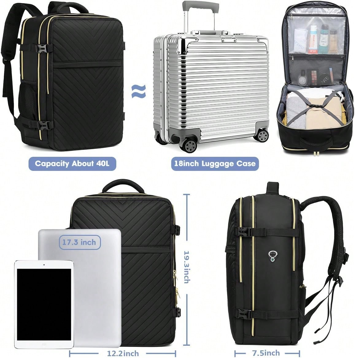 Large Carry On Travel Backpack - Laptop Bag recension och pris