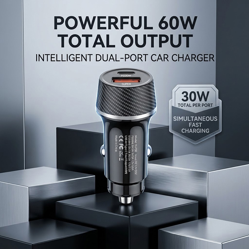 Fast Car Charger 60W Dual Port - Usb C Hub recension och pris